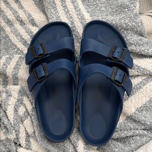 Birkenstock Navy Double Strap Sandals. Eva slides in Navy.